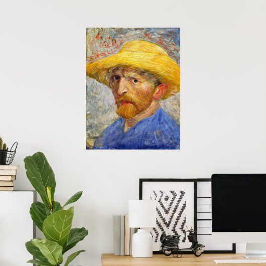 Van Gogh Self Portrait mit Strohhut Poster (Heimbüro)