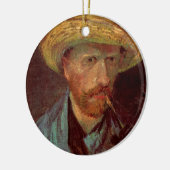 Van Gogh Self Portrait mit Strohhut und Rohr Keramik Ornament (Links)
