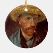 Van Gogh Self Portrait mit Strohhut und Rohr Keramik Ornament (Hinten)
