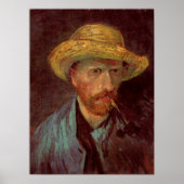 Van Gogh Self Portrait mit Strohhut und Rohr Poster (Vorne)