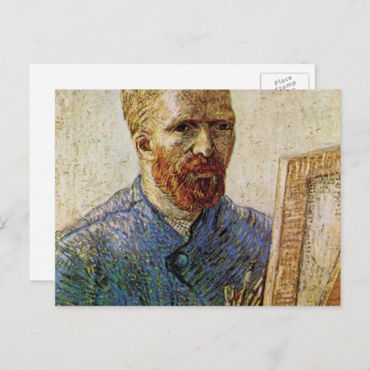 Van Gogh Self Portrait vor Easel Postkarte (Vorne/Hinten)
