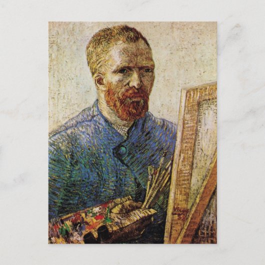 Van Gogh Self Portrait vor Easel Postkarte (Vorderseite)
