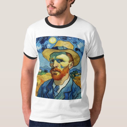 Van Gogh "Self-Portrait with a Strohhut" T - Shirt (Vorderseite)