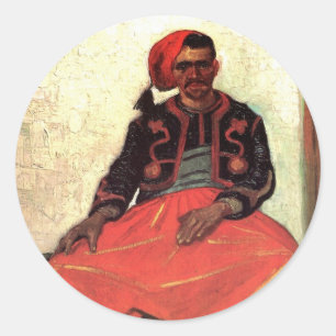 Van Gogh, Sitzender Zouave, Vintage-Impressionismu Runder Aufkleber