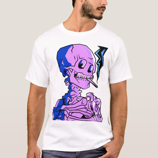 Van Gogh, Skelett mit brennender Zigarette T-Shirt (Vorderseite)