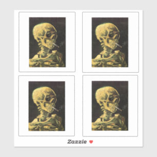 Van Gogh, Skelett mit Zigarette Aufkleber