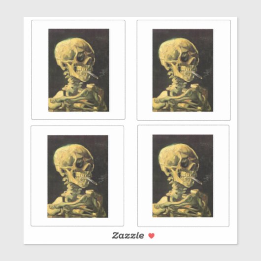 Van Gogh, Skelett mit Zigarette Aufkleber (Blatt)