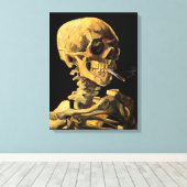 Van Gogh Skull mit brennender Zigarette Große Lein Leinwanddruck (Insitu (Holzboden))