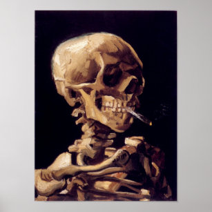 Van Gogh Skull mit brennender Zigarette Poster