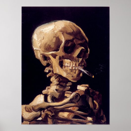 Van Gogh Skull mit brennender Zigarette Poster (Vorne)