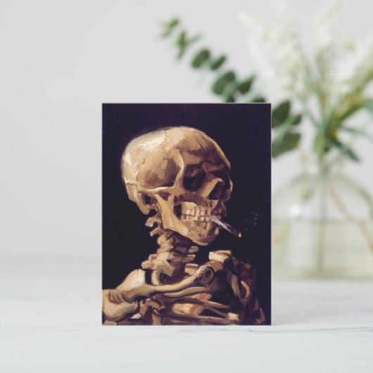 Van Gogh Skull mit brennender Zigarette Postkarte (Stehend Vorderseite)