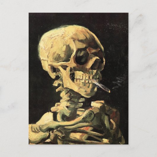 Van Gogh Skull mit brennender Zigarettenpostkarte Postkarte (Vorderseite)