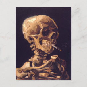 Van Gogh: Skull mit Burning Cigaret Postkarte