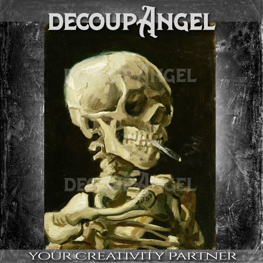 Van Gogh Skull mit einem brennenden Zigarettendeko Seidenpapier