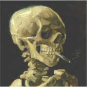 Van Gogh Smoking Skeleton Aufkleber (Vorderseite)