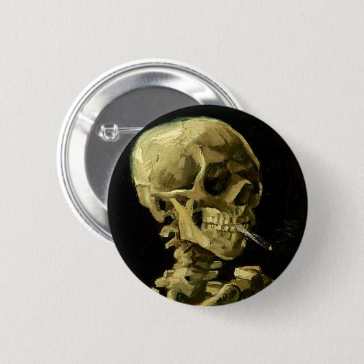 Van Gogh Smoking Skeleton Button (Vorne & Hinten)