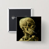 Van Gogh Smoking Skeleton Button (Vorne & Hinten)