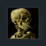 Van Gogh Smoking Skeleton Button<br><div class="desc">Button mit Vincent van Gogh Ölgemälde Skull of a Skeleton with Burning Cigarette (1885-86). Ein großartiges Geschenk für die Fans von Post-Impressionismus und holländischer Kunst!</div>