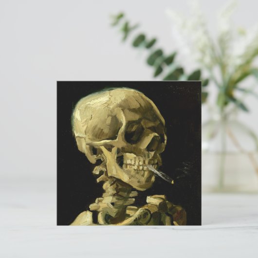 Van Gogh Smoking Skeleton Einladung (Stehend Vorderseite)
