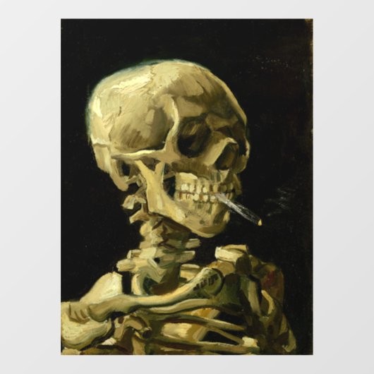 Van Gogh Smoking Skeleton Fensteraufkleber (Blatt)