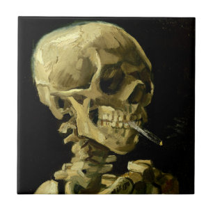 Van Gogh Smoking Skeleton Fliese