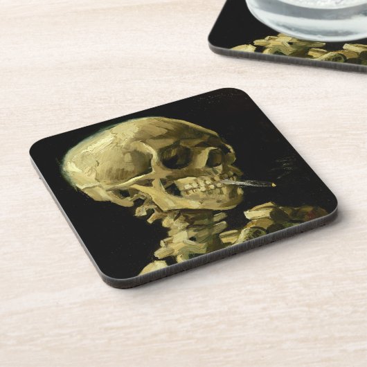 Van Gogh Smoking Skeleton Getränkeuntersetzer (Linke Seite)