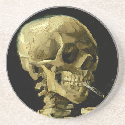 Van Gogh Smoking Skeleton Getränkeuntersetzer (Vorne)