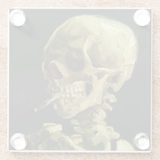Van Gogh Smoking Skeleton Glasuntersetzer (Rückseite)