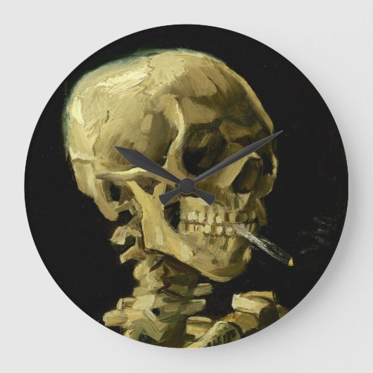 Van Gogh Smoking Skeleton Große Wanduhr (Vorderseite)