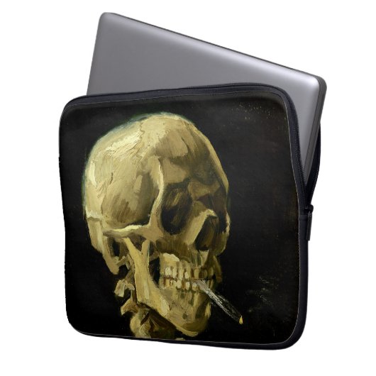 Van Gogh Smoking Skeleton Laptopschutzhülle (Vorderseite Links)