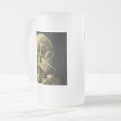 Van Gogh Smoking Skeleton Mattglas Bierglas (Vorderseite Links)