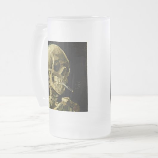 Van Gogh Smoking Skeleton Mattglas Bierglas (Vorderseite Links)