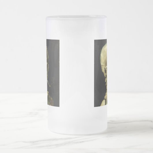 Van Gogh Smoking Skeleton Mattglas Bierglas (Mittel)