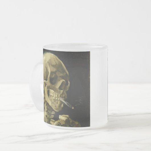Van Gogh Smoking Skeleton Mattglastasse (Vorderseite Links)