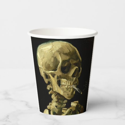 Van Gogh Smoking Skeleton Pappbecher (Rückseite)