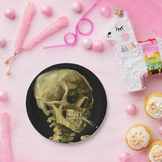 Van Gogh Smoking Skeleton Pappteller (Party)