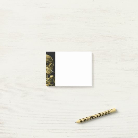 Van Gogh Smoking Skeleton Post-it Klebezettel (Auf Schreibtisch)