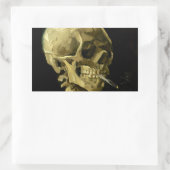 Van Gogh Smoking Skeleton Rechteckiger Aufkleber (Tasche)