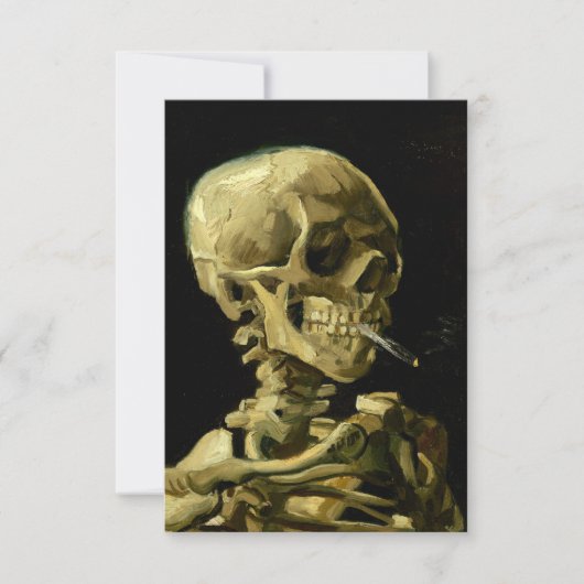 Van Gogh Smoking Skeleton RSVP Karte (Vorderseite)
