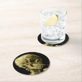 Van Gogh Smoking Skeleton Runder Pappuntersetzer (Vor Ort)
