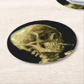 Van Gogh Smoking Skeleton Runder Pappuntersetzer (Angewinkelt)