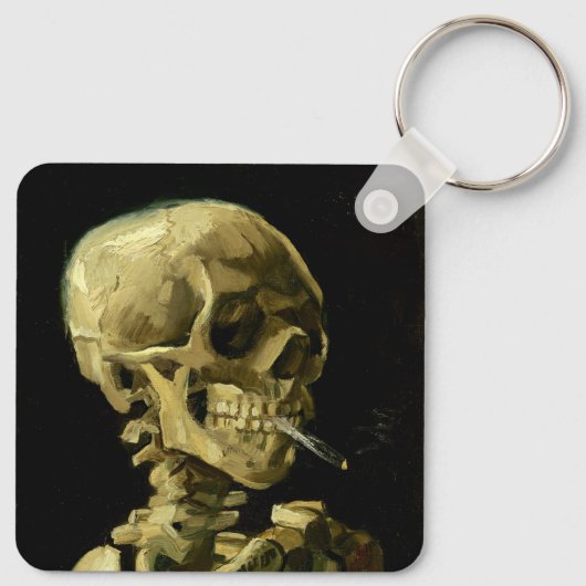 Van Gogh Smoking Skeleton Schlüsselanhänger (Rückseite)