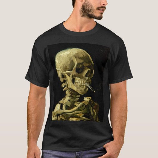 Van Gogh Smoking Skeleton T-Shirt (Vorderseite)