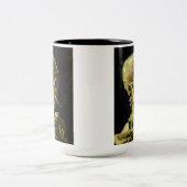 Van Gogh Smoking Skeleton Zweifarbige Tasse (Mittel)