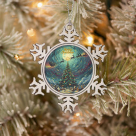 Van Gogh Snowflake Christmas Ornament Pewter
