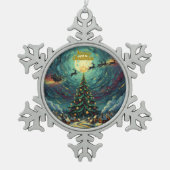 Van Gogh Snowflake Christmas Ornament Pewter (Vorderseite)