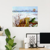Van Gogh-Snowy Landschaft mit Arles im Hintergrund Poster (Heimbüro)