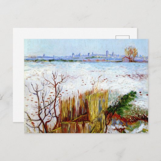 Van Gogh-Snowy Landschaft mit Arles im Hintergrund Postkarte (Vorne/Hinten)