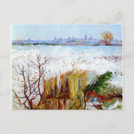 Van Gogh-Snowy Landschaft mit Arles im Hintergrund Postkarte