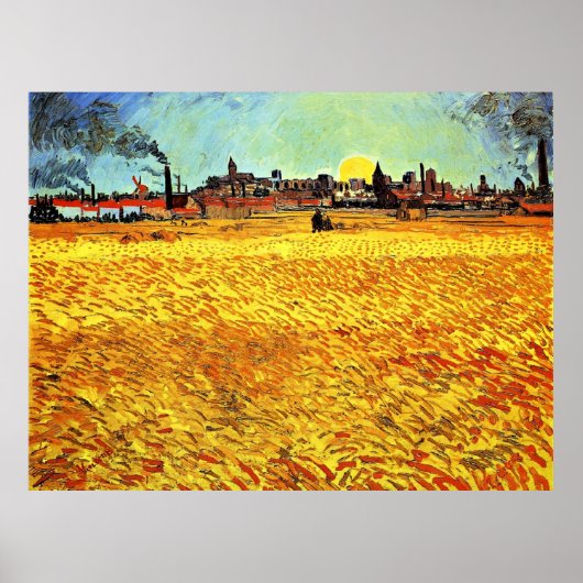 Van Gogh - Sommer-Abend, Wheatfield/Setting Sun Poster (Vorne)